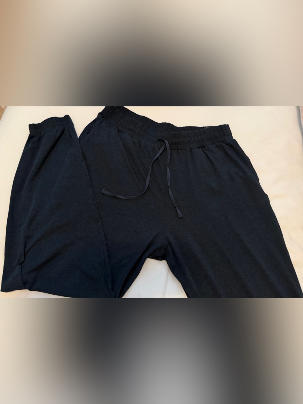 girlfriend collective navy blue elastic waist joggers